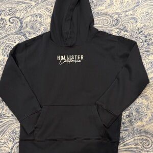 Hollister Black Hoodie with White Logo XXS